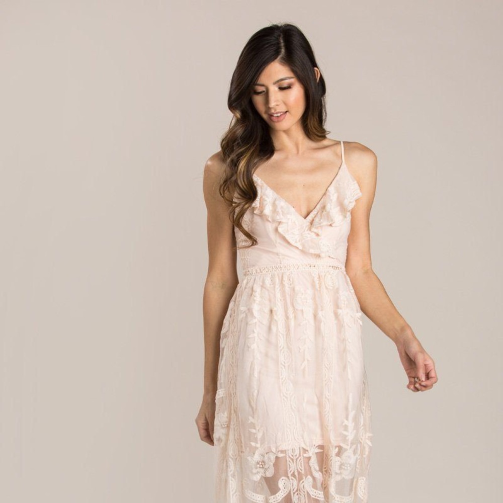 Aubrey Blush Lace Maxi Dress